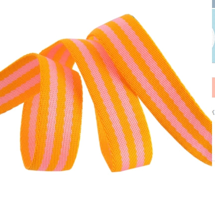 Tula Pink Webbing 2yd x 1in - Aqua And Hot Pink