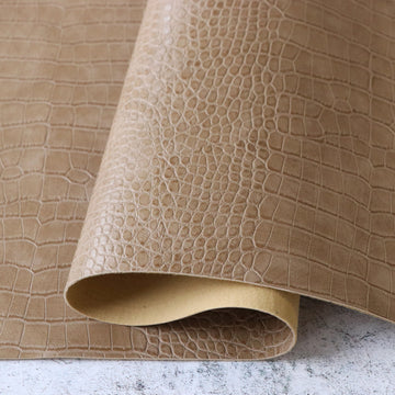 Clay Beige Faux Alligator Leather 1/2yds