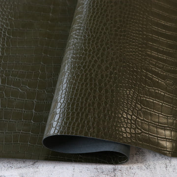 Moss Green Faux Alligator Leather 1/2yds