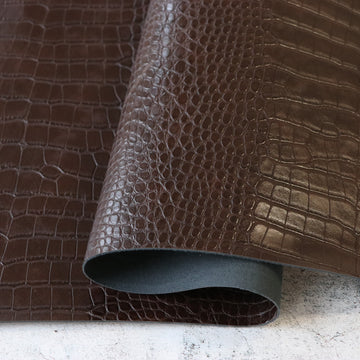Woodland Brown Faux Alligator Leather 1/2yds
