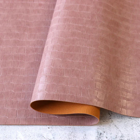 Powder Blush Pink Faux Crocodile Leather 1/2yds