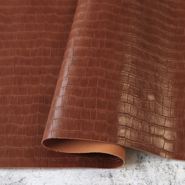 Saddle Brown Faux Crocodile Leather 1/2yds