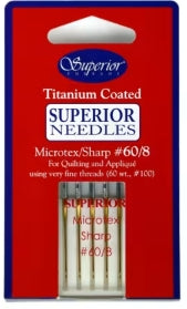 Superior Microtex Sharp Titanium Coated Needle Size 60/8 5ct