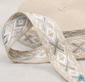 Ethnic Webbing 38mm Beige Silver