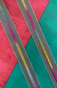 Black Stripe Zipper Tape with Rainbow Teeth #5 - 3yd / No Pulls