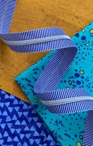 Blue Stripe Zipper Tape with Nickel Teeth 3yds - #5 /No Pulls