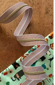 Earth Stripe Zipper Tape With Gold Teeth #5 - 3yd / No Pulls