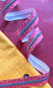 Pink Pebble Zipper Tape With Nickel Teeth  #5 - 3yd / No Pulls