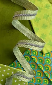 Lime Stripe Zipper Tape with Nickel Teeth #5 - 3yd /No Pulls