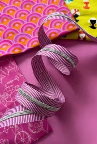 Purple Stripe Zipper Tape with Nickel Teeth #5 - 3yd / No Pulls