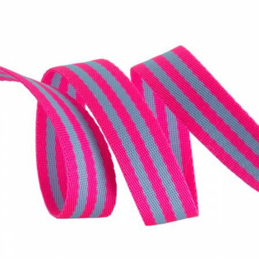 Tula Pink Webbing 2yd x 1in - Aqua And Hot Pink