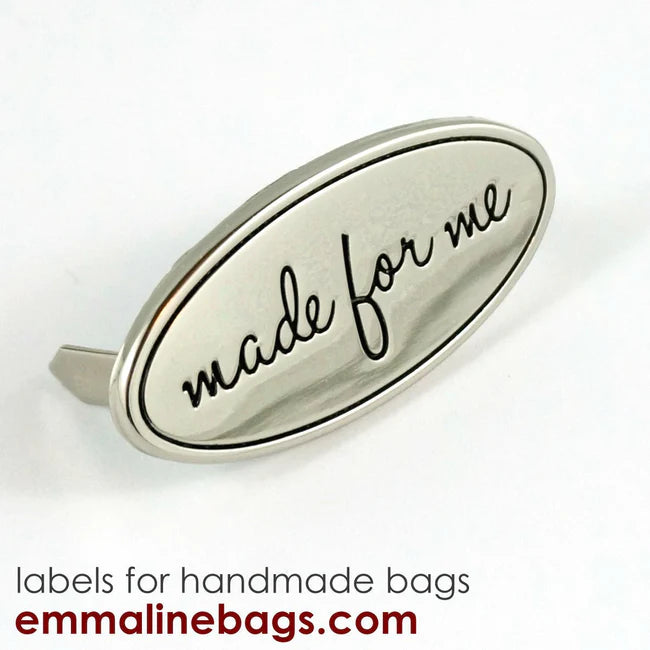 Metal Bag Label: Oval with "Made for Me"